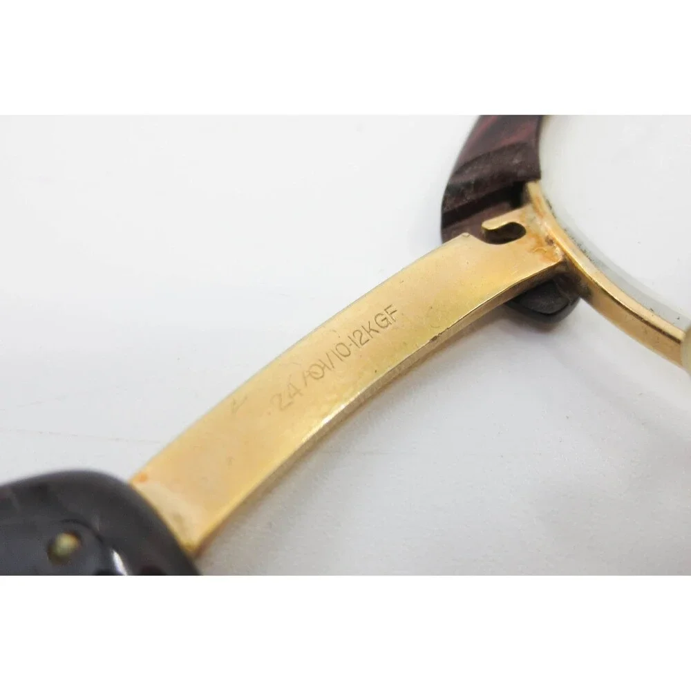 American Optical Vintage Browline Eyeglasses Woodgrain 1/10 12K Gold Filled 24mm